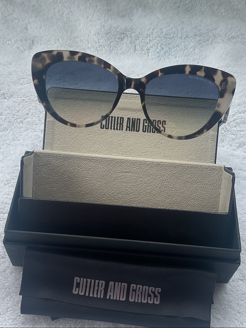 Cutler and Gross Women's Tortoise Cat-Eye Sunglasses - Brown Gradient Lenses